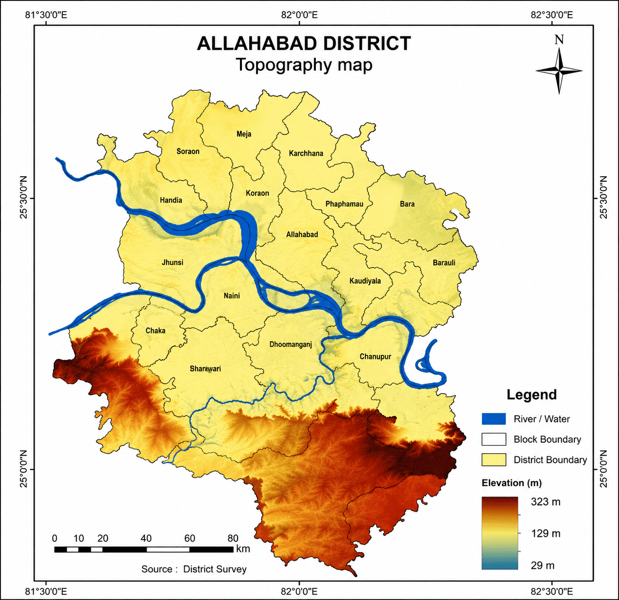 Topography map from RSAK Society's GIS services profile.